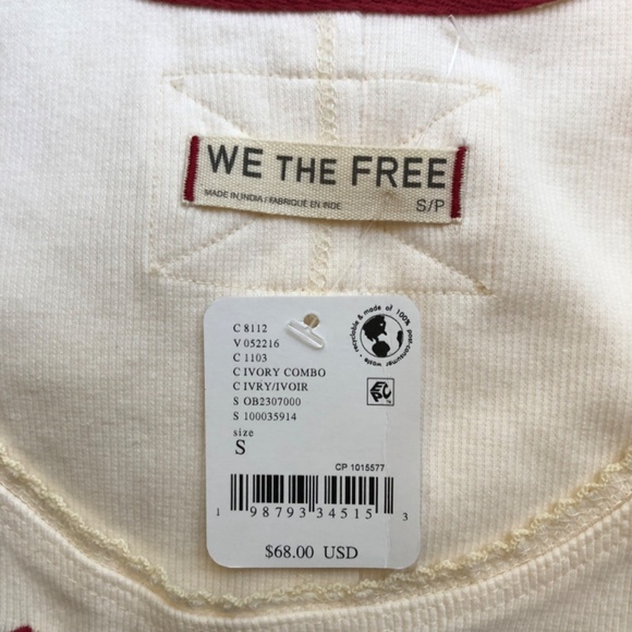 Free People We the Free Embroidered Summer Tank size S in Ivory NWT - Picture 6 of 6